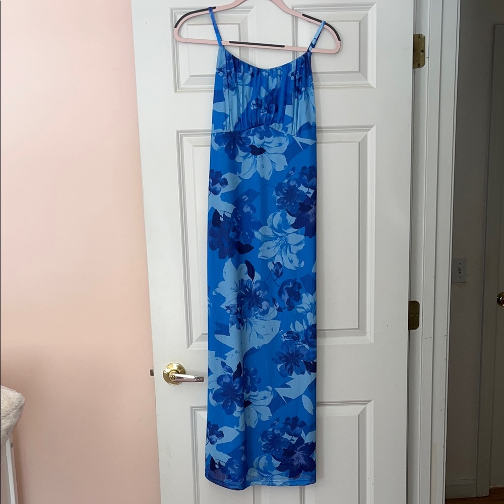 Blue Floral Maxi Dress - Sleeveless Summer Dress